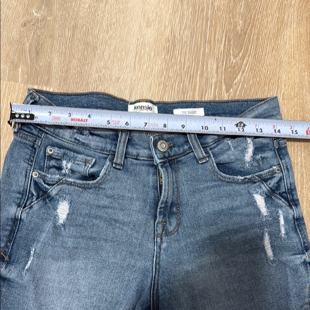 Kensie Blue Jean Shorts Distressed Frayed Hem - Picture 4 of 10